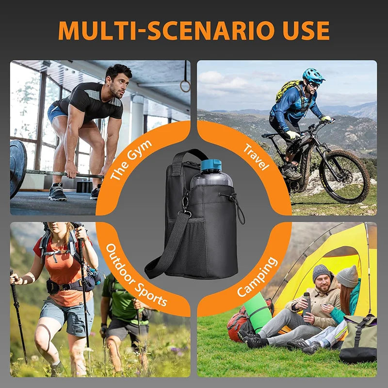 Magnetic Water Bottle Bag Large Capacity Specific Water Cup Holder with Strong Magnet Portable Bag for Outdoor Sports Gym Camp