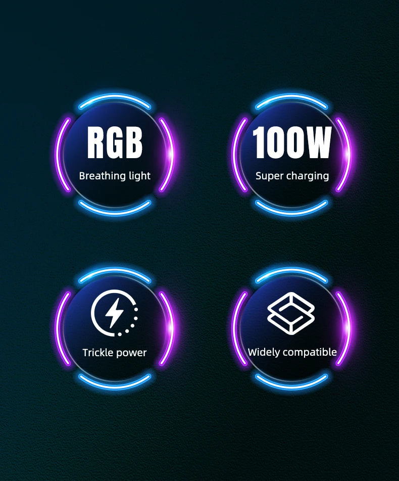 RGB Fast Charging Cable 120W USB Type C