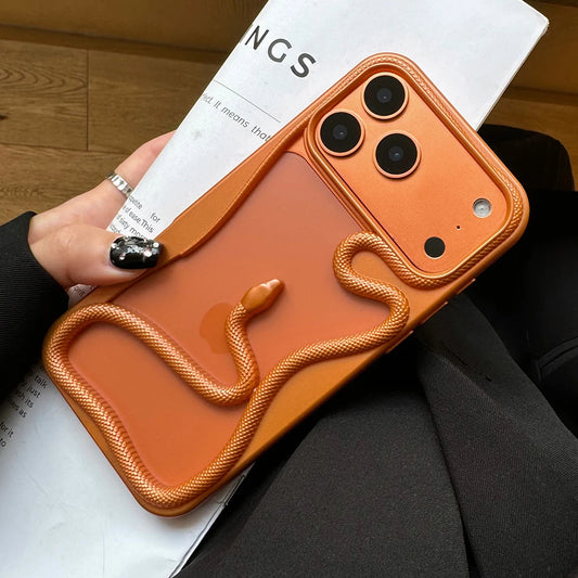 Orange 3D Snake Hollow Dissipate Heat Phone Case, Soft TPU Cover