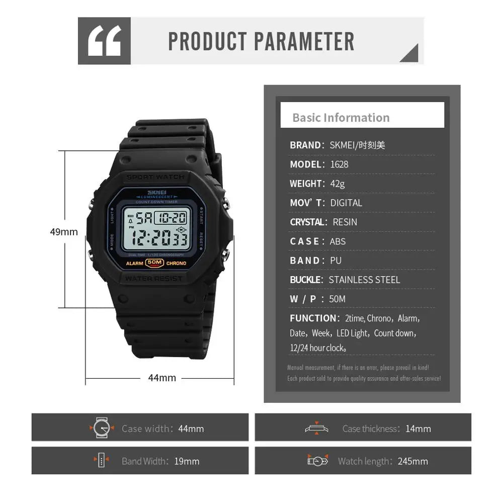 SKMEI 1628 Military Digital Watch Waterproof