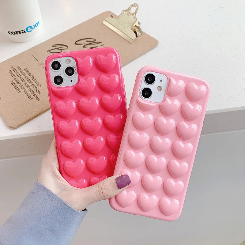 Cute 3D Heart Case For iPhone