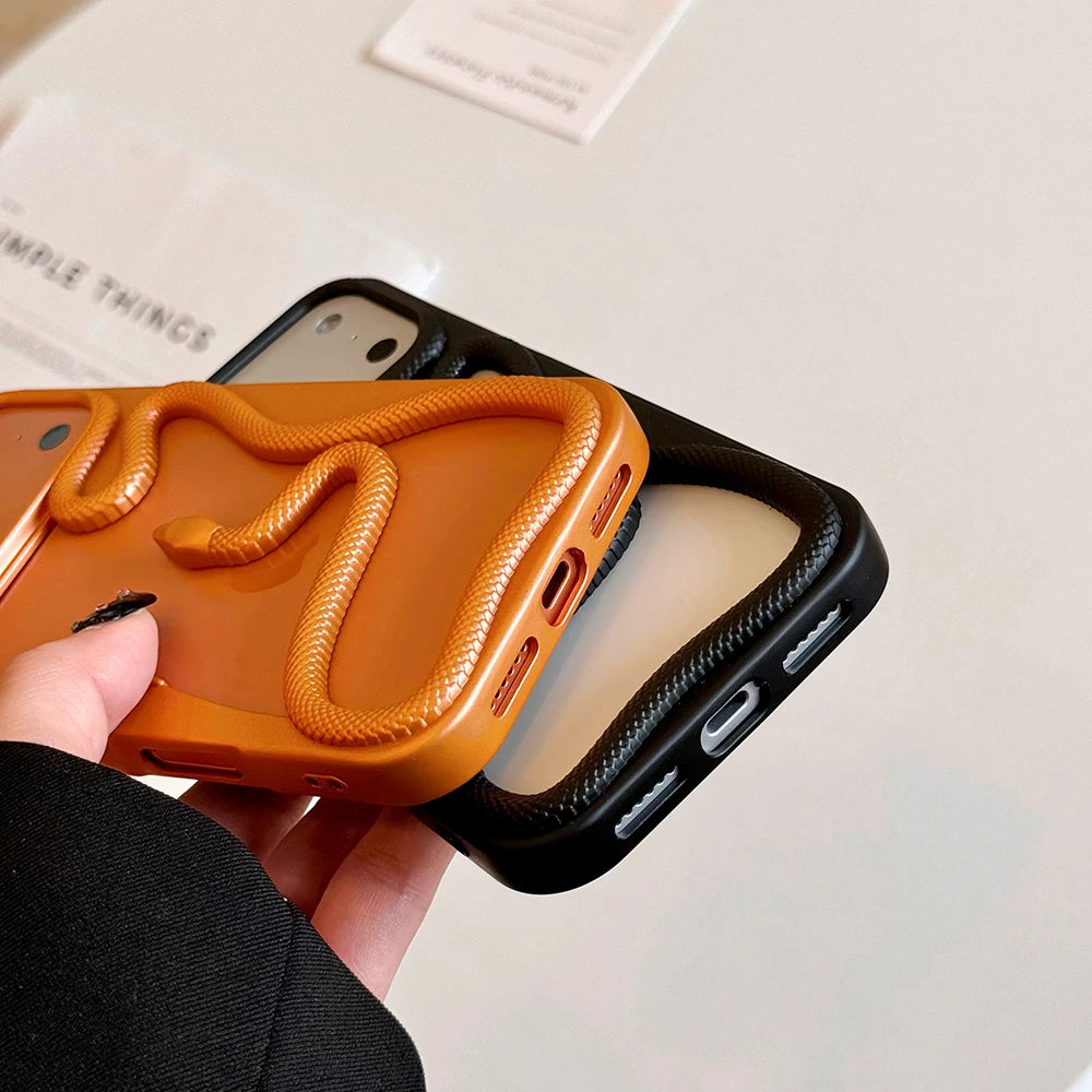 Orange 3D Snake Hollow Dissipate Heat Phone Case, Soft TPU Cover