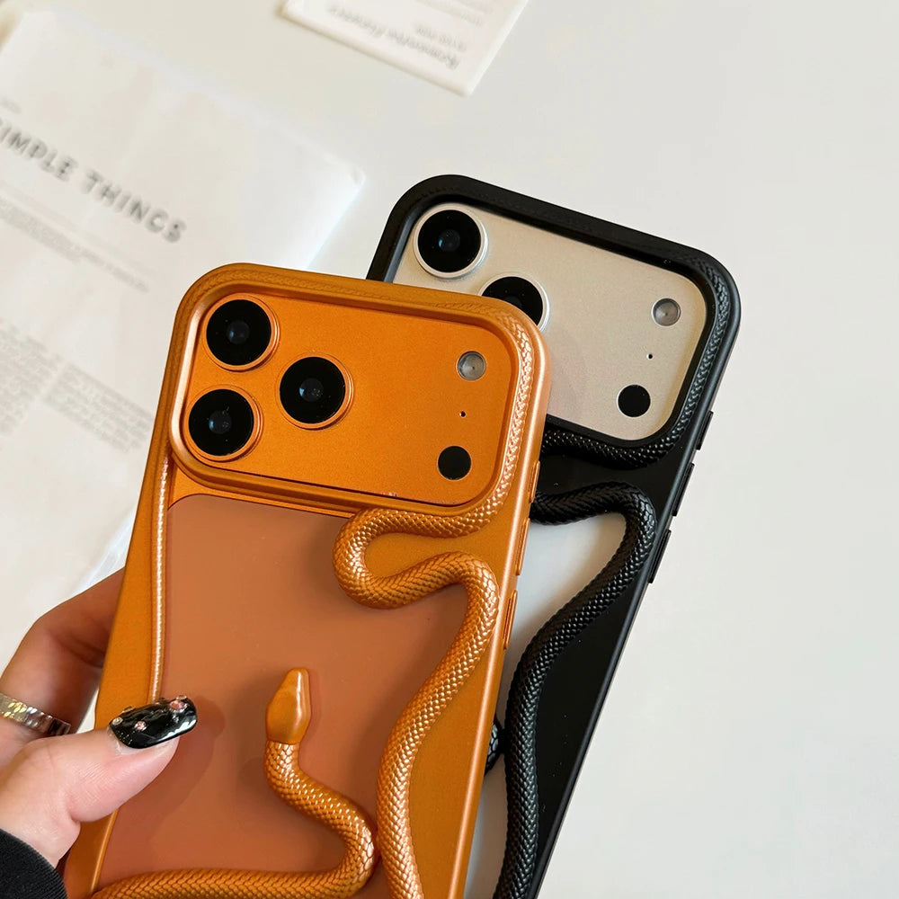 Orange 3D Snake Hollow Dissipate Heat Phone Case, Soft TPU Cover