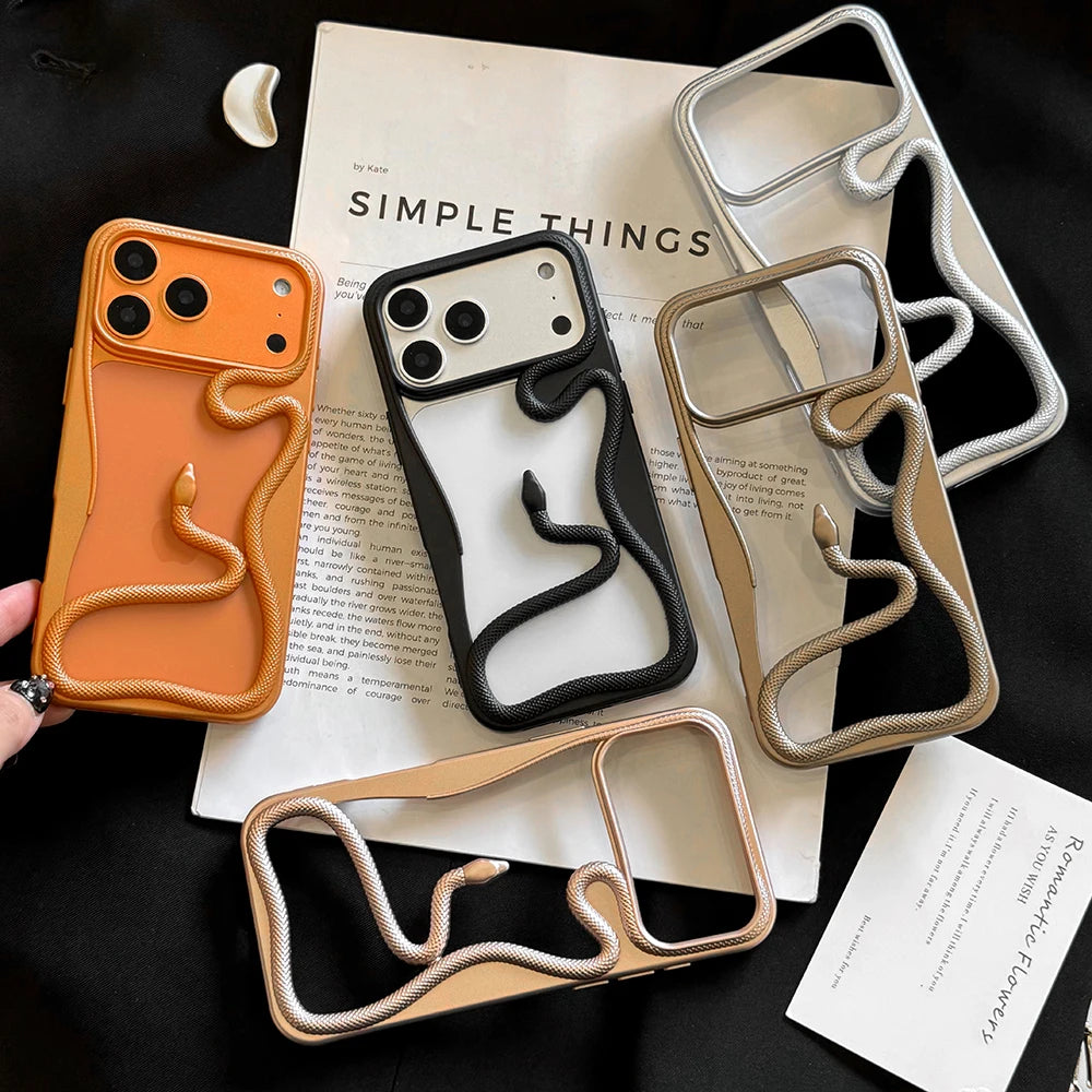 Orange 3D Snake Hollow Dissipate Heat Phone Case, Soft TPU Cover