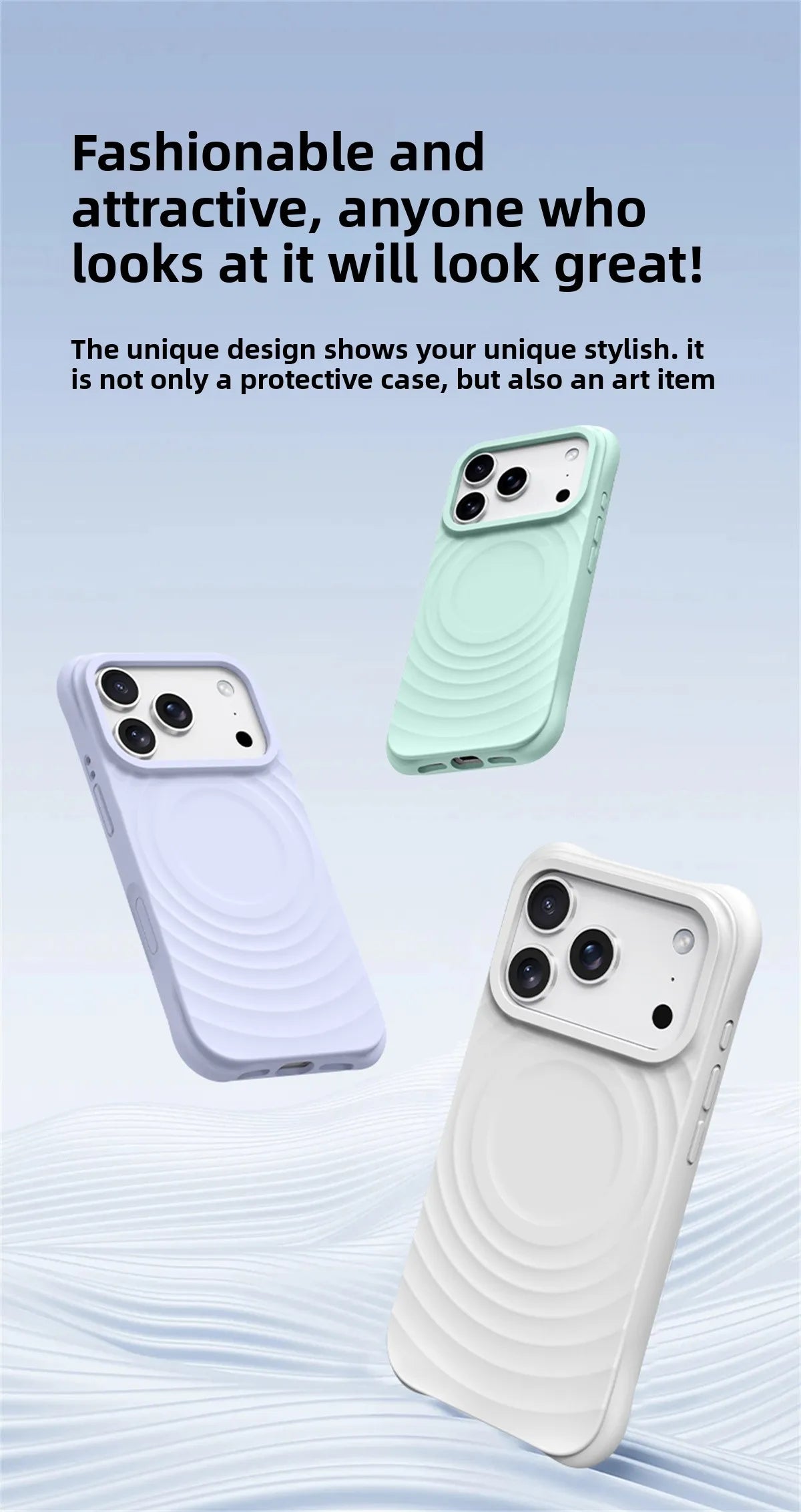 Water Ripple Silicone For Magsafe Wireless Charge Magnetic Phone Case