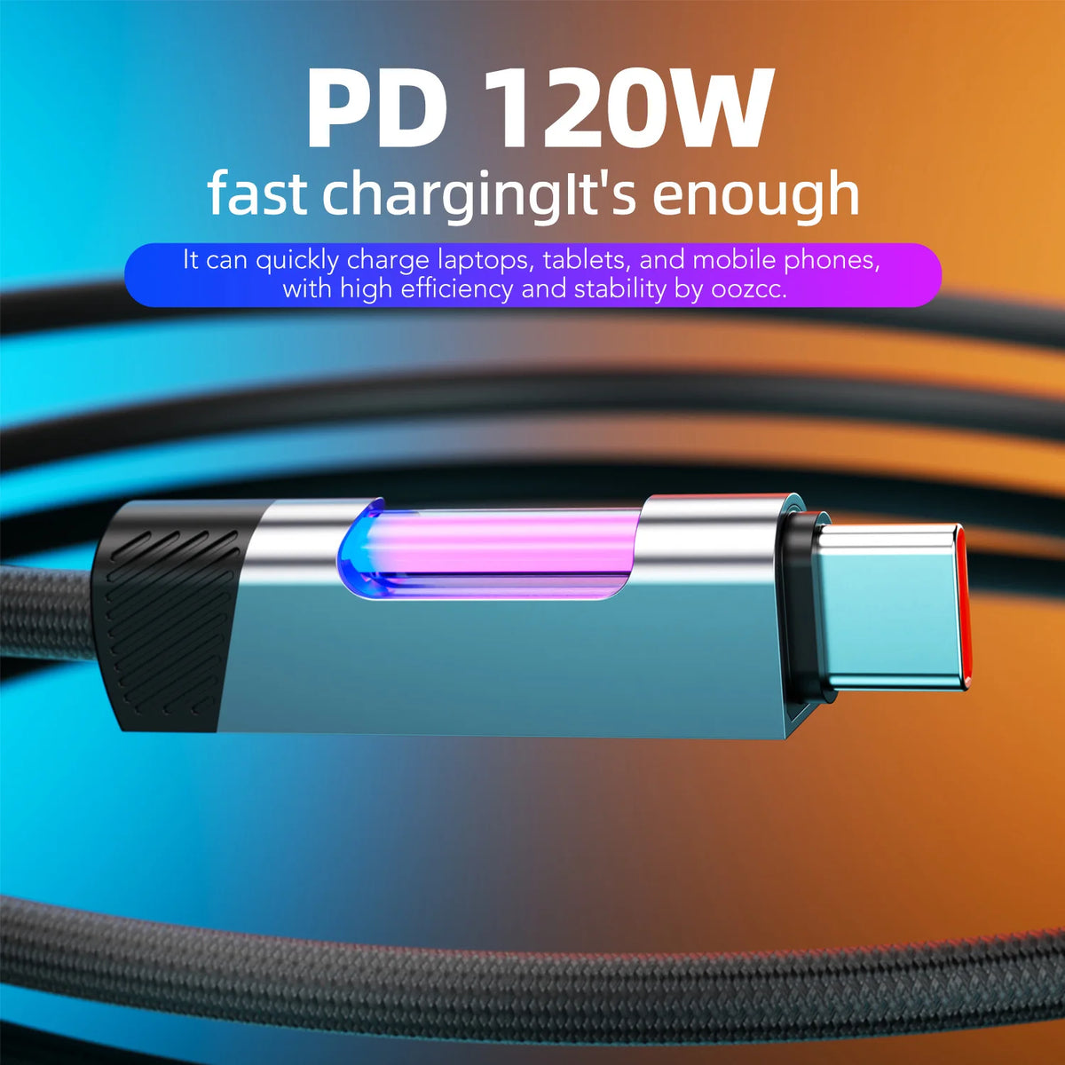 RGB Fast Charging Cable 120W USB Type C